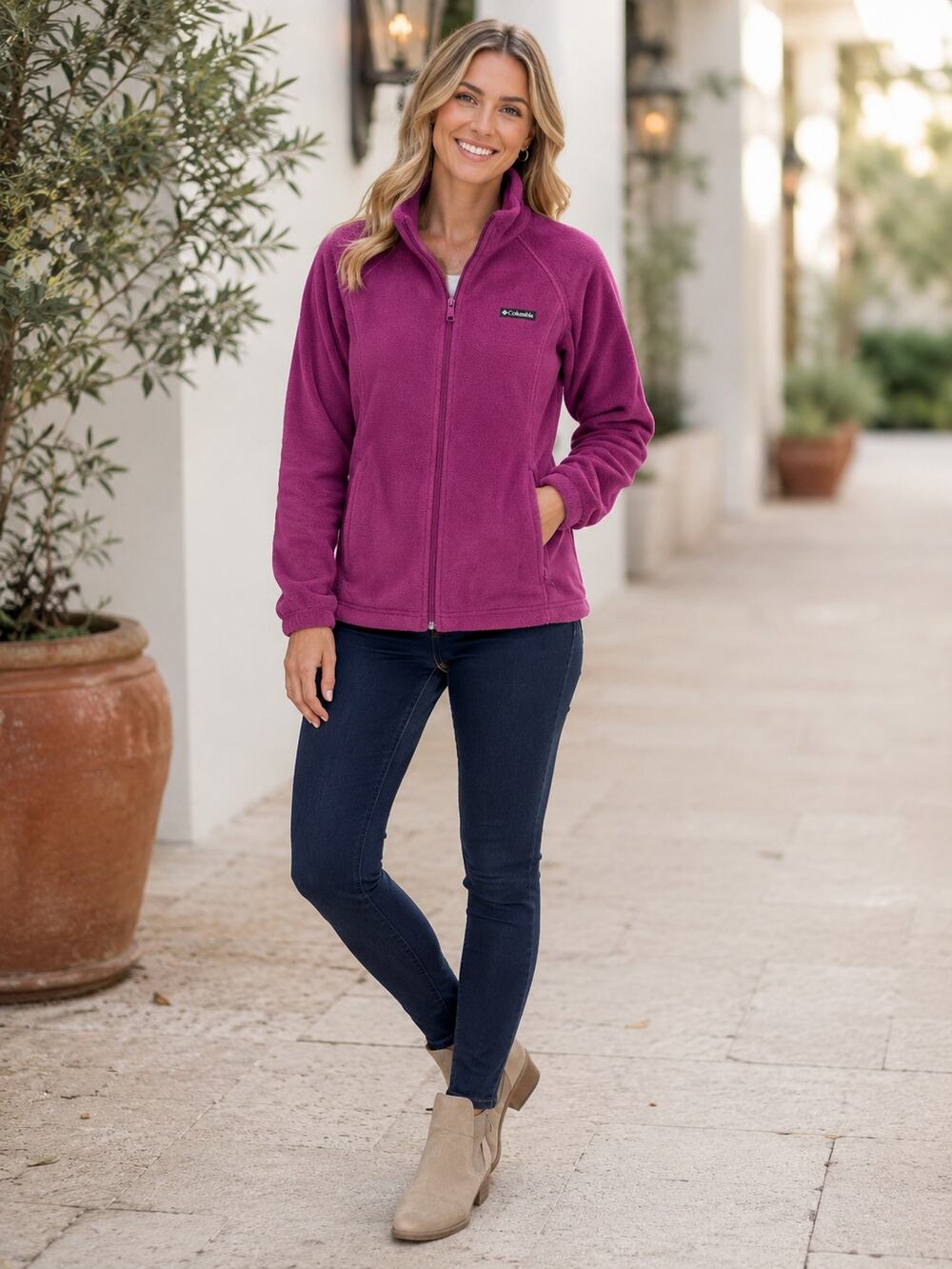 Columbia Benton Springs Full Zip Fleece Jacket Raspberry Large